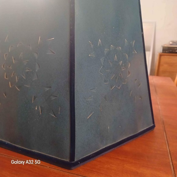 MCM hand pierced and cut blue hexagon paper lampshade - Picture 10 of 10